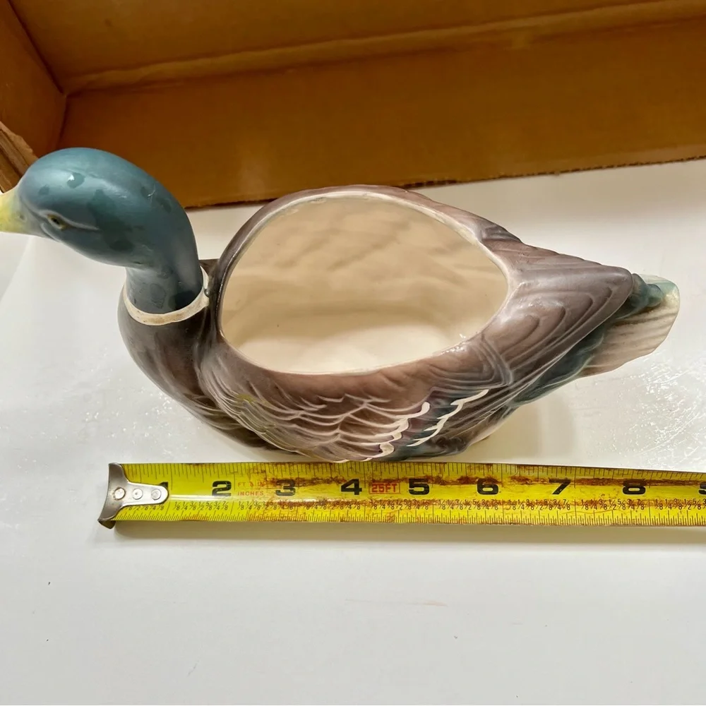 Vintage Porcelain Mallard Duck Flower‎ Planter Dish Holder